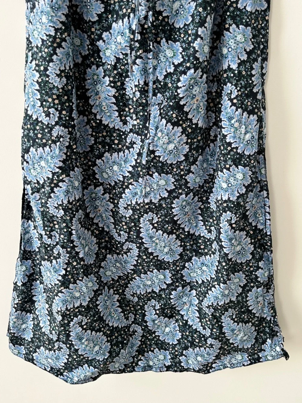 J. Crew Black and Light Blue Floral Midi/MAXI Skirt